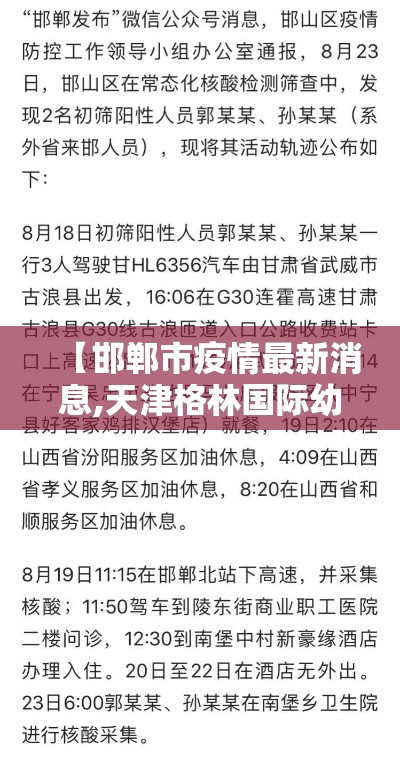 【邯郸市疫情最新消息,天津格林国际幼儿园学费】